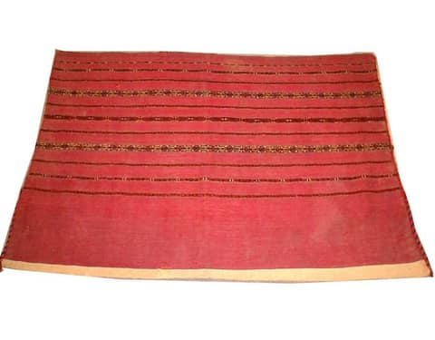 Minimal Red-Ground Turkmen Striped Flatweave