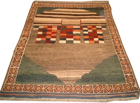 Gabbeh Rug with Checkerboard Panel