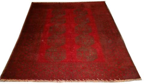 Worn Afghan Carpet with Octagonal Güls