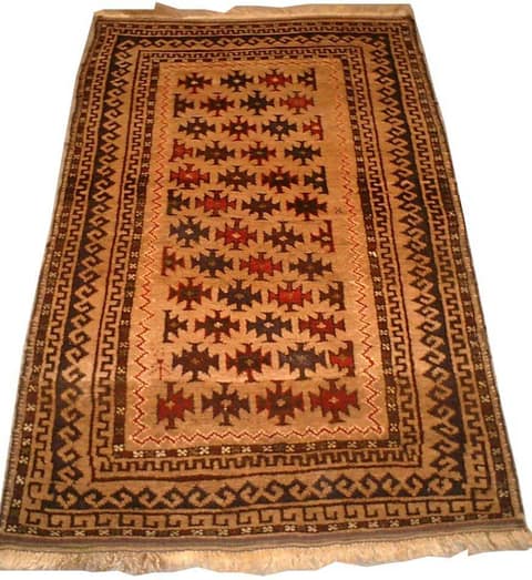Camel-Ground Tribal Rug with Star Güls