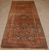 Worn Baluch Rug with Latch-Hook Diamonds