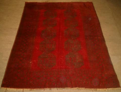 Heavily Patinated Afghan Gül Carpet
