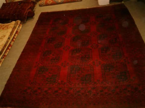 Dark Afghan Main Carpet with Elephant-Foot Güls