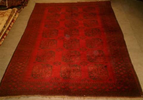 Afghan Main Carpet with Three Gül Columns