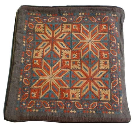 Brown Cushion Cover with Cream Eight-Point Star Grid