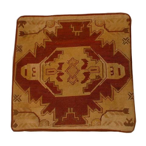Gold Cushion Cover with Rust Stepped Medallion