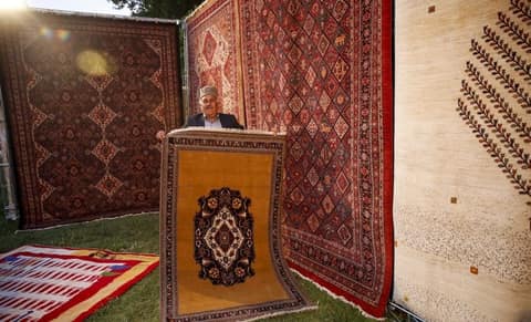 Qashqai handmade gabbeh rug, registration celebration, Afif-Abad Garden, Shiraz - 24 April 2018 04