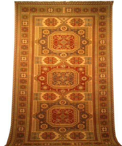 Ivory-Ground Soumak With Triple Star Medallions