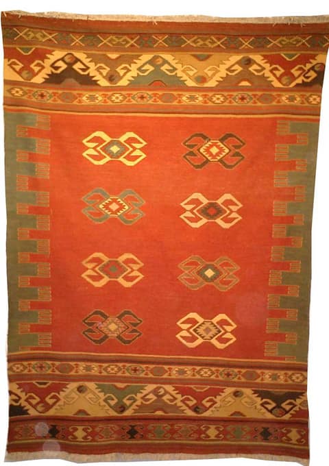 Terracotta Soumak With Twin Hook Medallions