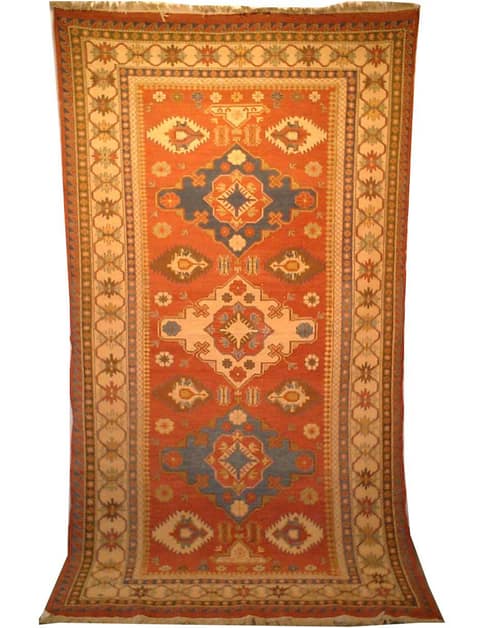 Kazak Runner With Three Star Medallions