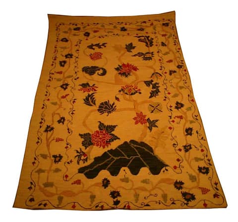 Sparse Floral Vine with Dark Hill on Amber